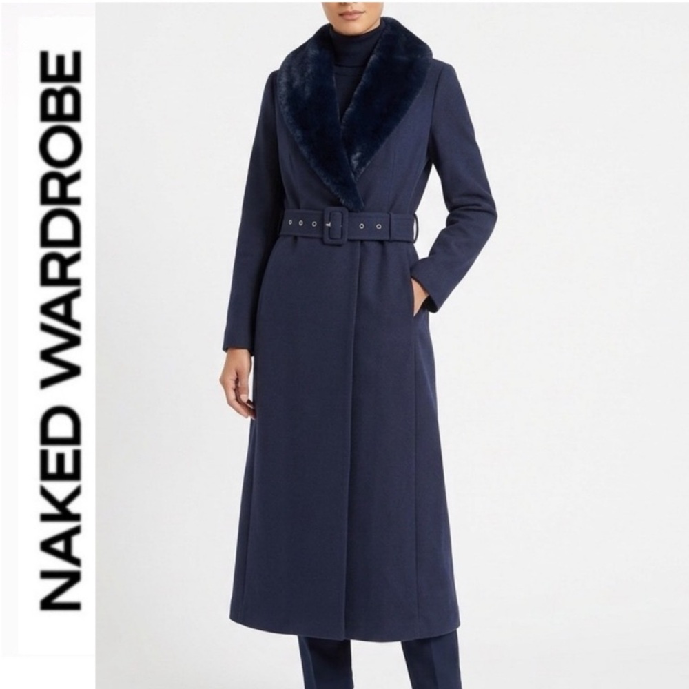 Naked Wardrobe 💙 The Statement trench coat in a deep navy blue~ small